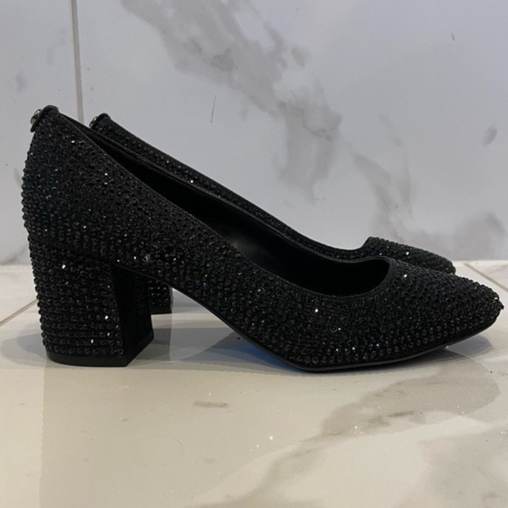 Micheal Kors | Black Arabella Sparkle Round Toe Classic Elegance Mini Pump Shoe - Picture 9 of 16